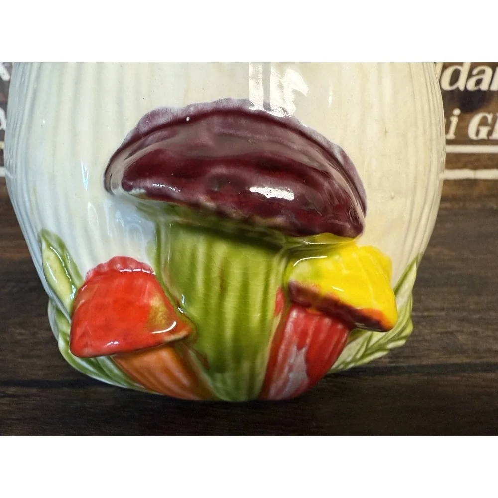 Vintage Ceramic Mushroom Canister 9 1/2 height, with lid Heavy